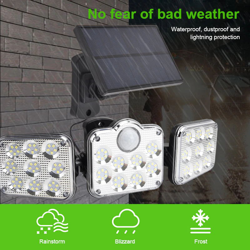 Three-head LED Solar Motion Sensor Wall Light (2)